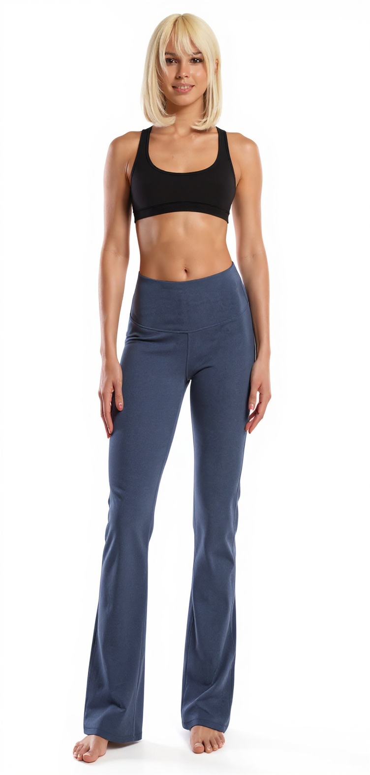 High Waist Bootcut Yoga Pants with Pockets — Heather Navy